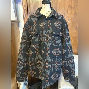 Jachs Men's Tribal Pattern Jacket - Black, Gray, Orange Size XL